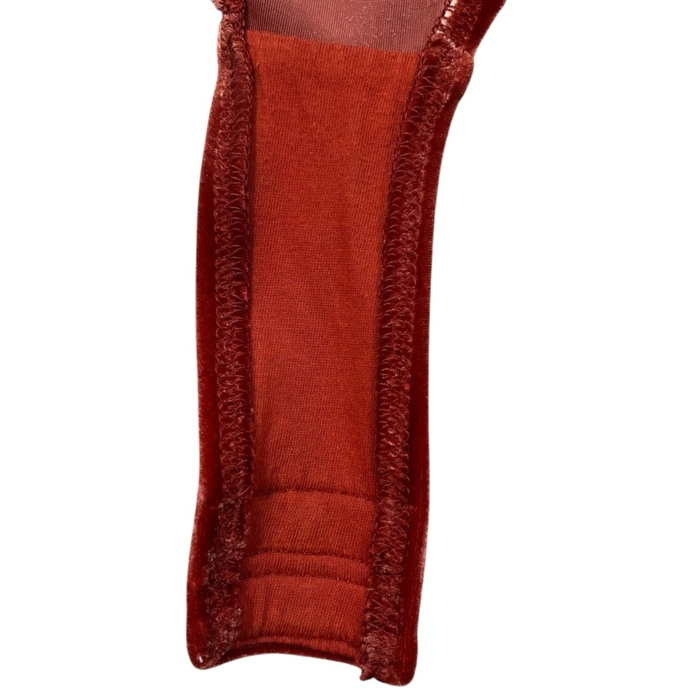 Madewell Rusty Orange Long Sleeve Velvet Wrap Bodysuit, Sz S - Picture 14 of 15